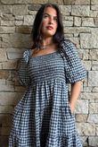 Nonni Gingham Darling Dress Navy